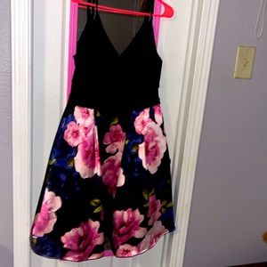 semi formal black dress with flowers